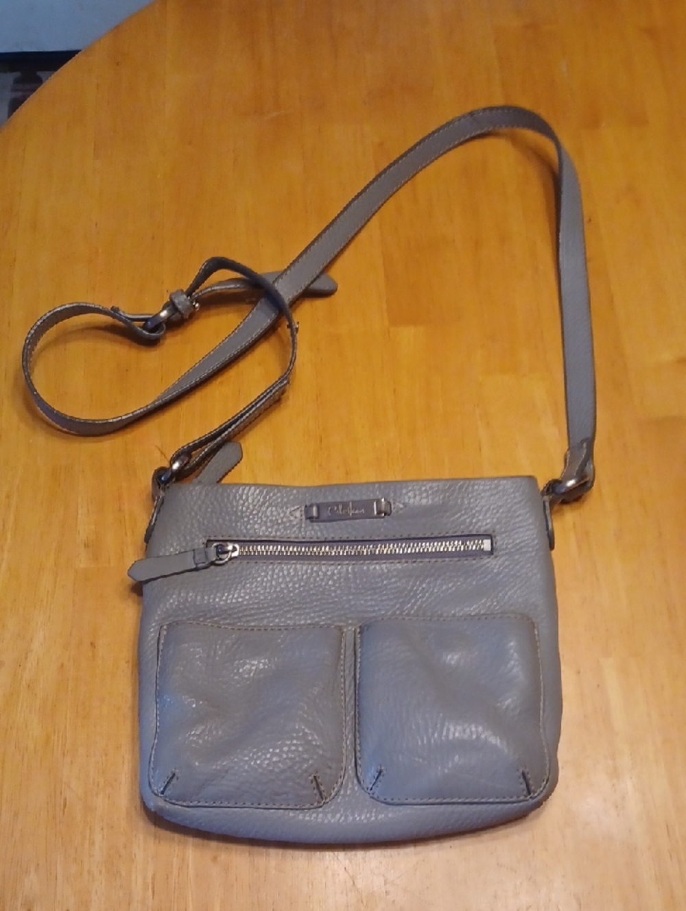 Cole Haan Gray Pebbled Leather Crossbody Bag